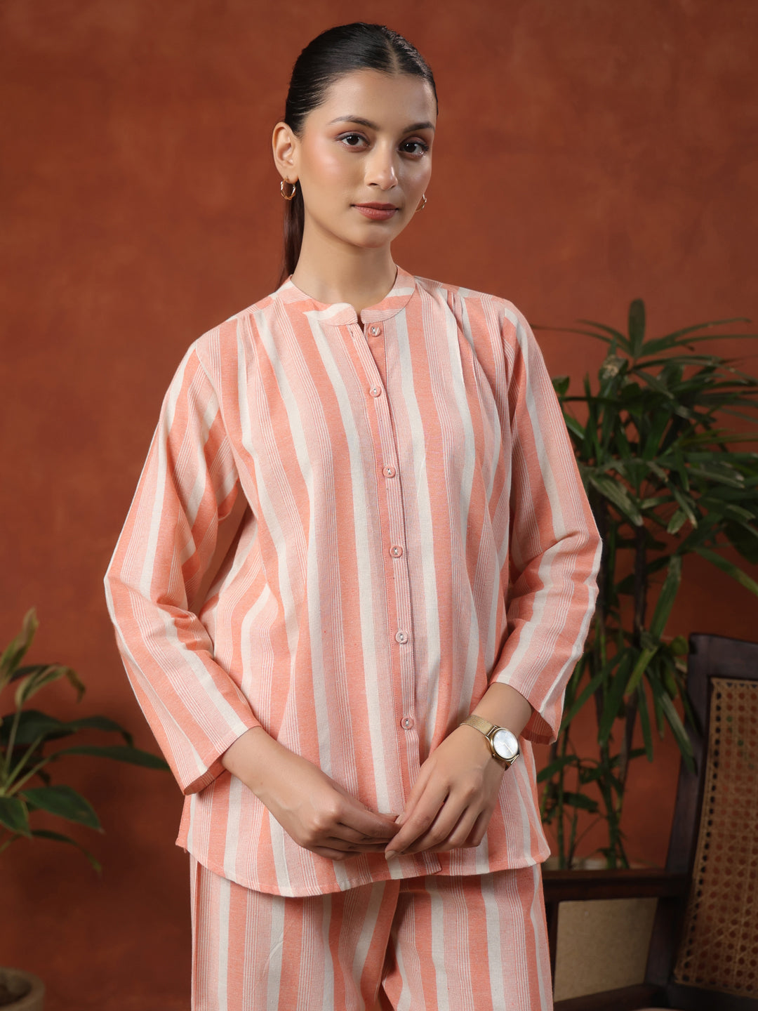 Women's Cotton Self Design Co ord Set