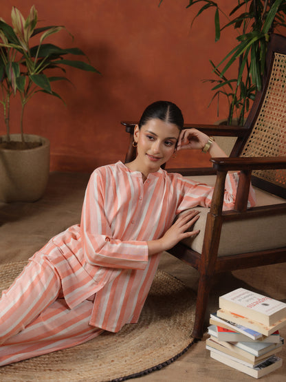 Women's Cotton Self Design Co ord Set