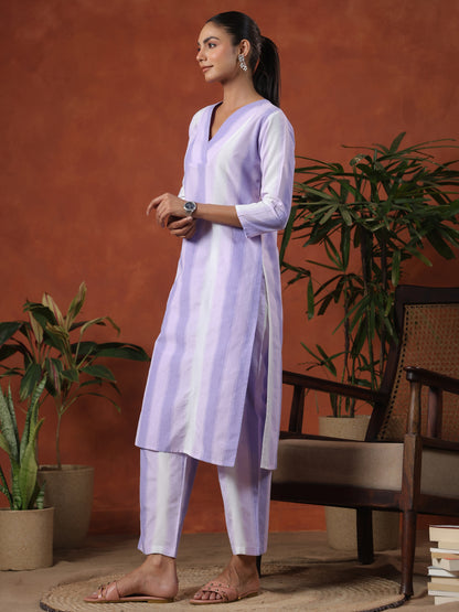 Women's Cotton Self Design Straight Kurta Set