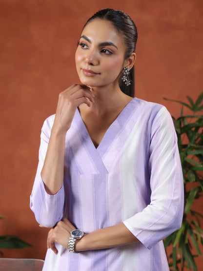 Women's Cotton Self Design Straight Kurta Set