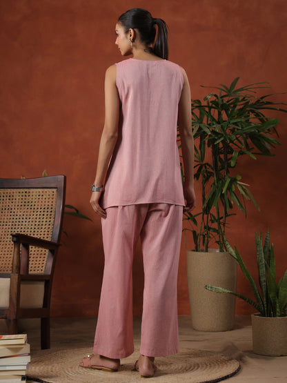 Women's Cotton Self Design Co ord Set