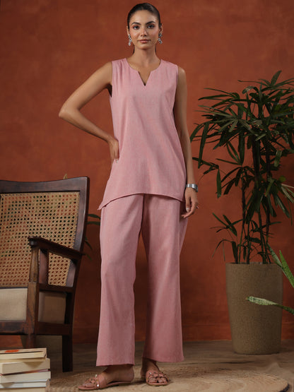 Women's Cotton Self Design Co ord Set