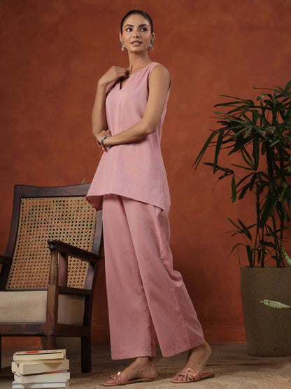 Women's Cotton Self Design Co ord Set