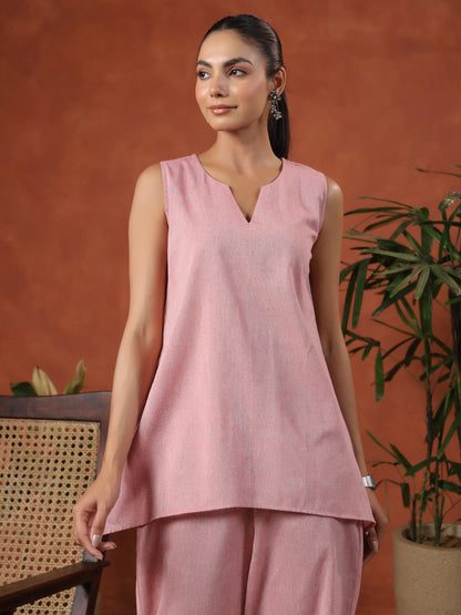 Women's Cotton Self Design Co ord Set