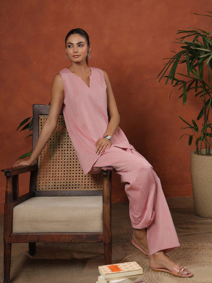 Women's Cotton Self Design Co ord Set