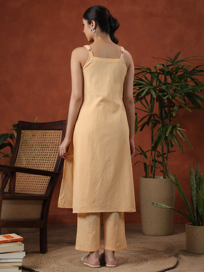 Women's Cotton Self Design Straight Kurta Set