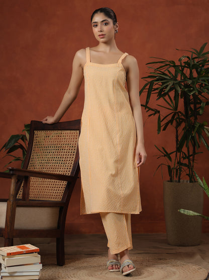 Women's Cotton Self Design Straight Kurta Set