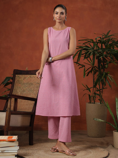 Women's Cotton Self Design Straight Kurta Set