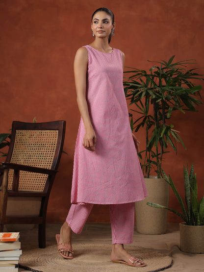 Women's Cotton Self Design Straight Kurta Set