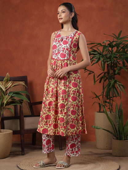 Women's Printed Cotton Kurta Set