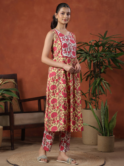 Women's Printed Cotton Kurta Set