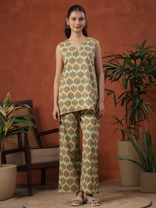 Women's Cotton Solid Co ord Set