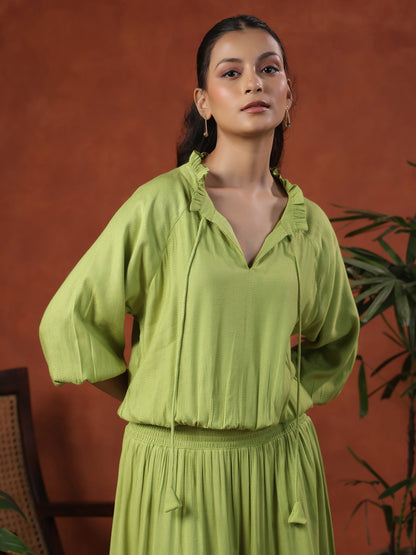 Women's Balloon Sleeves Tiered Flared Dress