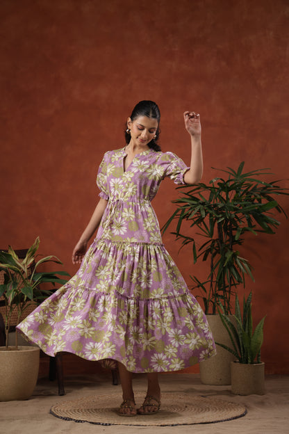Women's Floral Printed Tier Dress