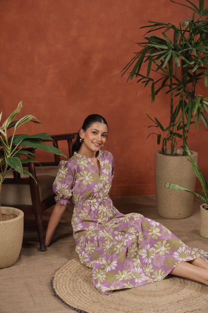 Women's Floral Printed Tier Dress