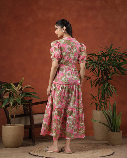 Women's Floral Printed Tier Dress