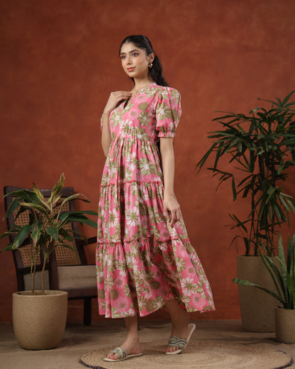 Women's Floral Printed Tier Dress