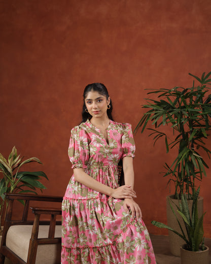 Women's Floral Printed Tier Dress