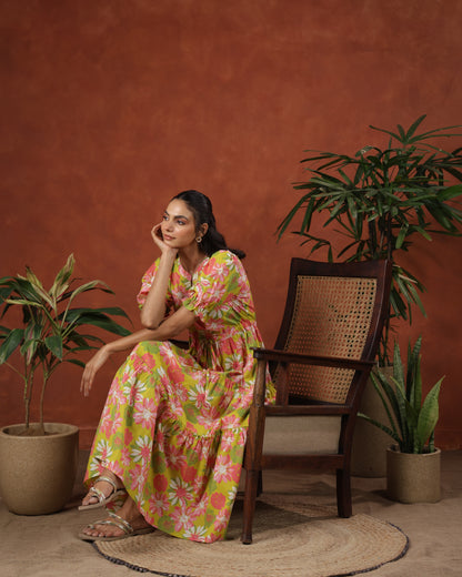 Women's Floral Printed Tier Dress