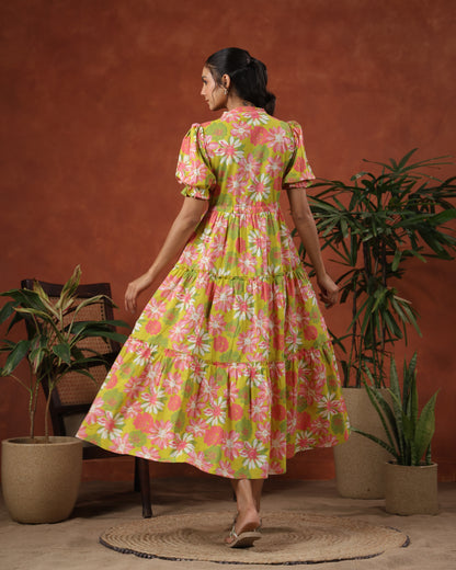 Women's Floral Printed Tier Dress