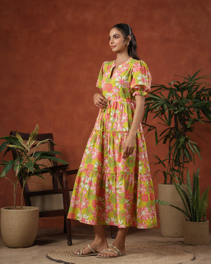 Women's Floral Printed Tier Dress