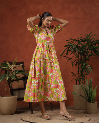 Women's Floral Printed Tier Dress