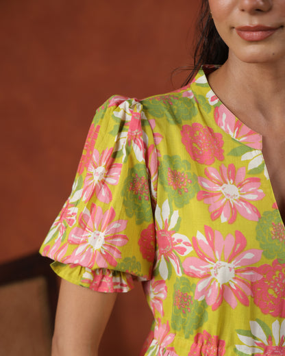 Women's Floral Printed Tier Dress