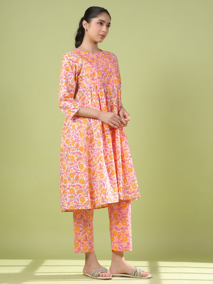 Women's Cotton Anarkali Kurta Set