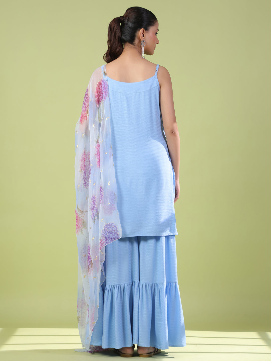 Women's Powder Blue Sharara Set with Dupatta