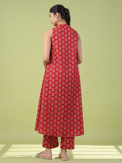 Women's Sleeveless Flared Kurta Set