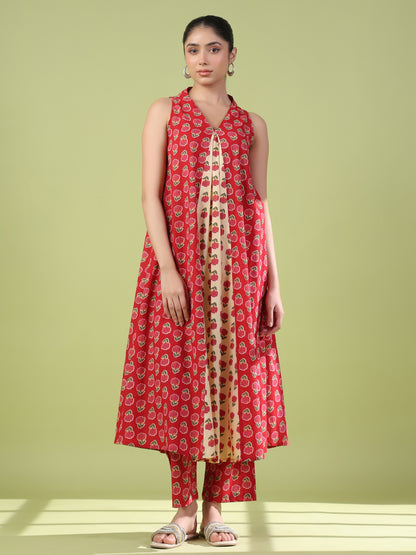 Women's Sleeveless Flared Kurta Set