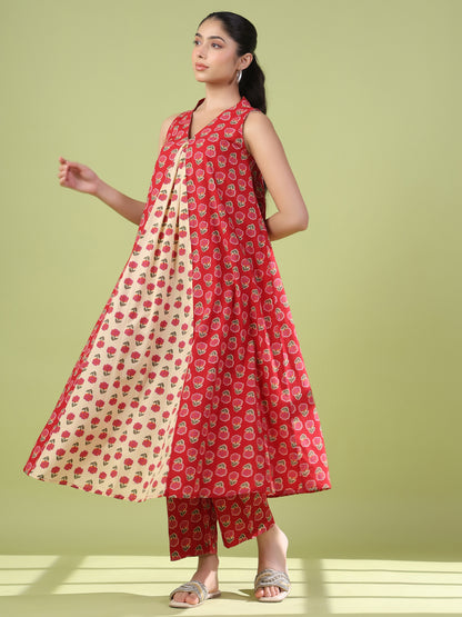 Women's Sleeveless Flared Kurta Set