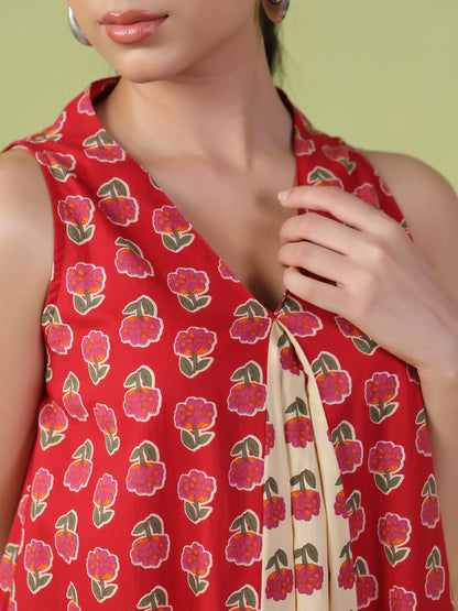 Women's Sleeveless Flared Kurta Set