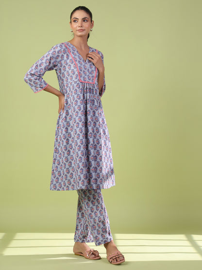 Women's Printed Kurta With Dhoti Pant