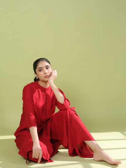 Women's Red Kurta Set