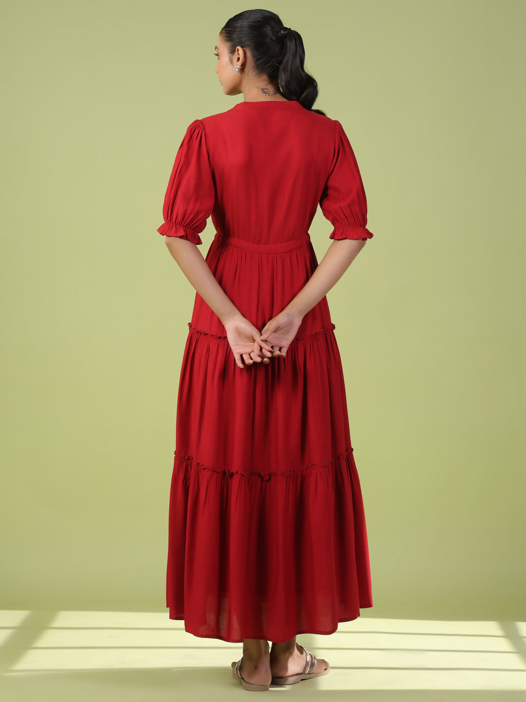 Women's Red Tiered Dress