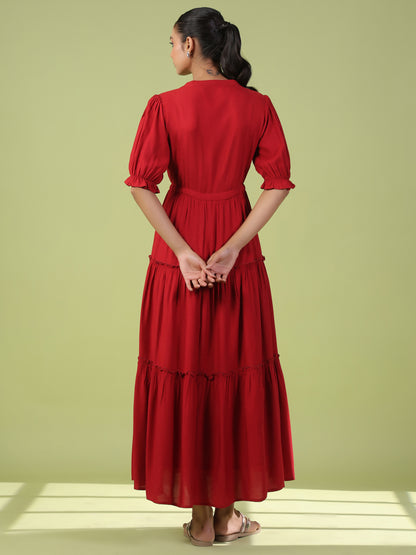 Women's Red Tiered Dress