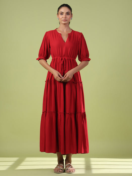 Women's Red Tiered Dress