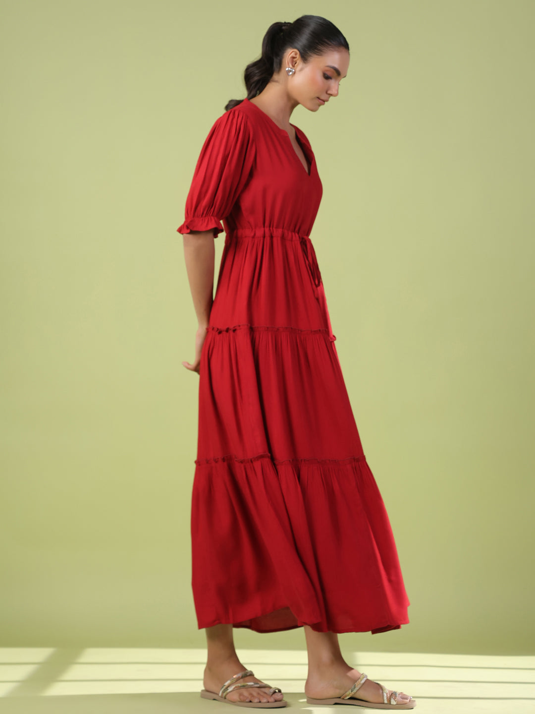 Women's Red Tiered Dress
