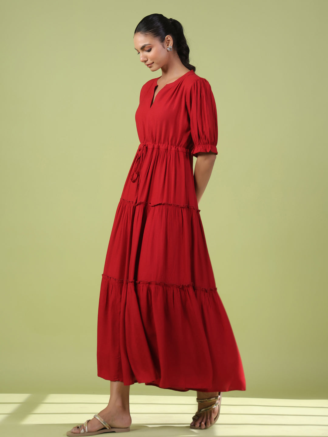 Women's Red Tiered Dress