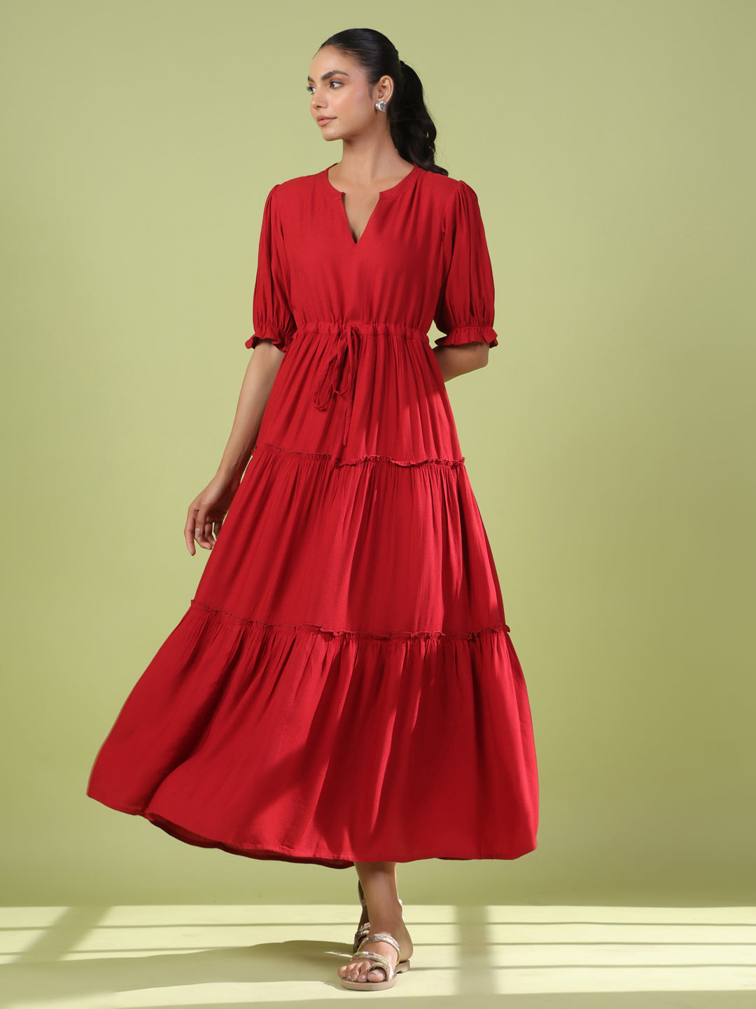 Women's Red Tiered Dress