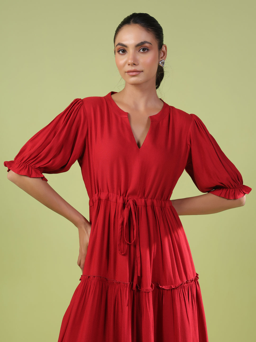 Women's Red Tiered Dress