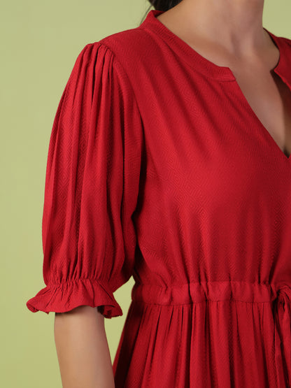 Women's Red Tiered Dress