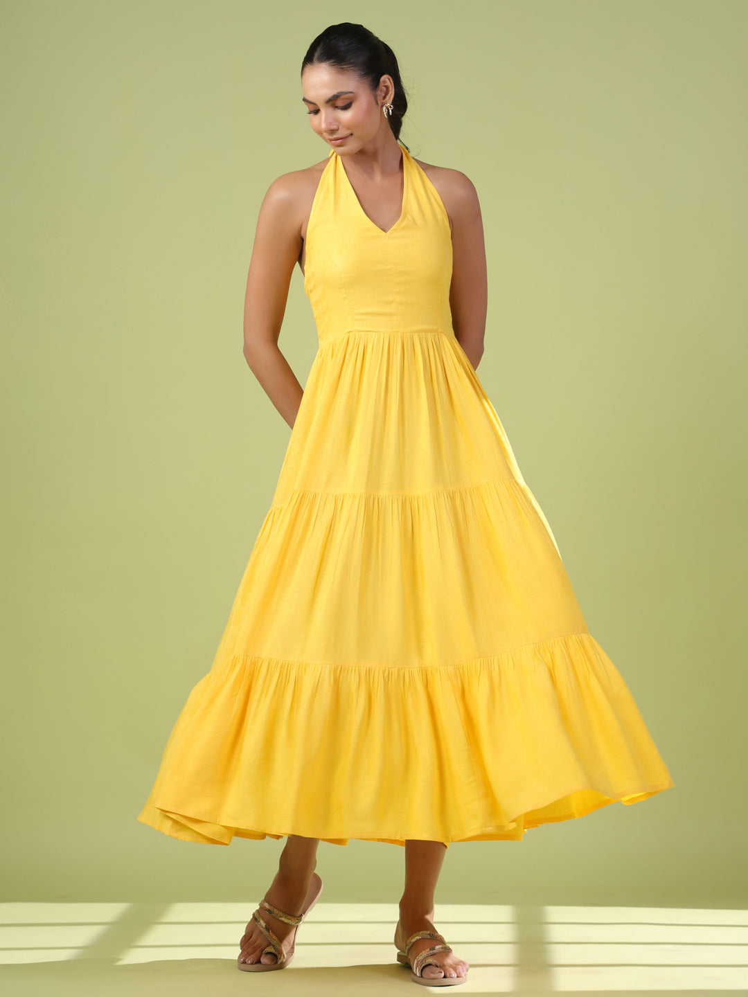 Women's Halter Neck Tiered Dress