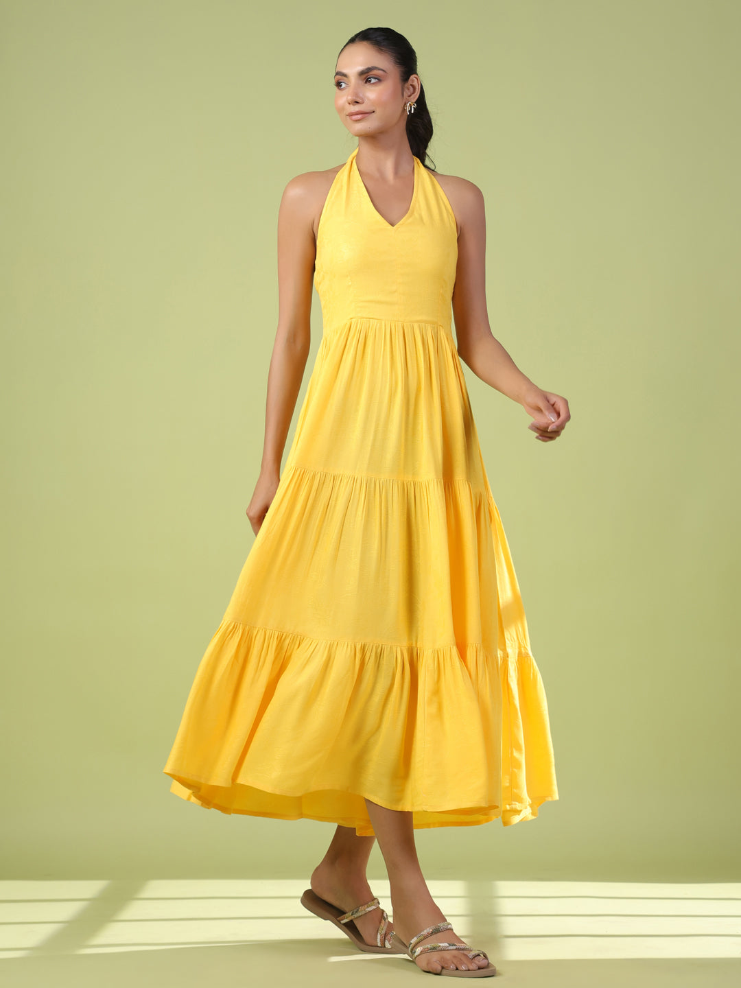 Women's Halter Neck Tiered Dress