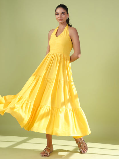 Women's Halter Neck Tiered Dress