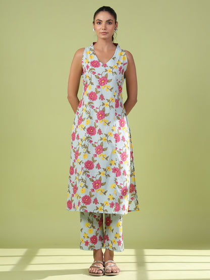 Women's Printed Cotton Kurta Set