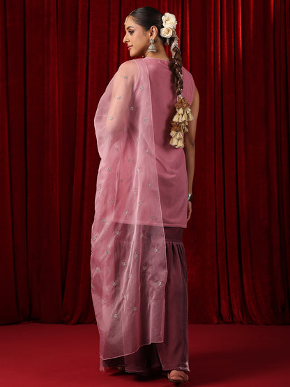 Women's  Embroidered Patchwork Velvet Sharara Set