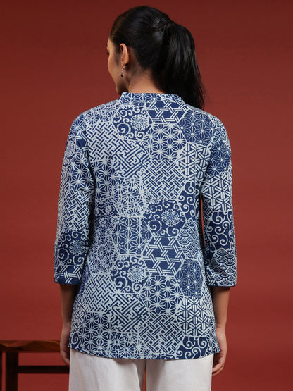 Women's Designer Blue Short Kurti