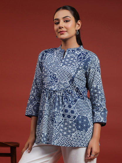 Women's Designer Blue Short Kurti